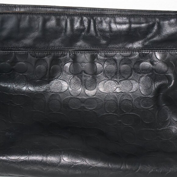 Coach Black Leather Signature Logo Charm Inner Pocket Zipper Crossbody Handbag - Picture 9 of 13